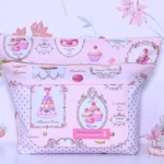 ☆Msize☆YUWAマカロンケーキピンク×ドット　おしりふき&おむつポーチ