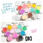綺麗な発色 アクリルパウダー１２色セット【C】【D】 不透明 不溶性 レジン着色 ネイルにも ※オマケ付き・簡易包装