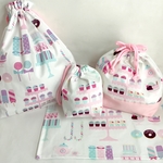 入園4点セット＊巾着＆ランチグッズ＊CANDY FACTORY WHITE＊