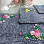 🌹手刺繍コースター・ローズ３点セット