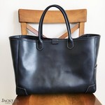 【3js様　オーダー】トートバッグ / シンプルなデザインの革バッグ　オイルレザー　牛革（ネイビー）