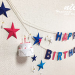 cute*なお誕生日ガーランド★ブルー+ピンク☆