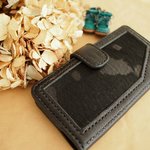 送料無料　iPhone8/7/6/6S　本革 レザー　スマホケース　 アリゾナブラック×ハラコ