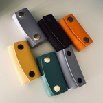 本革のラベンダー色、バッグの持ち手カバー、ハンドルカバー、トートバッグやエコバッグに。牛革〔レトロリボンの刻印〕