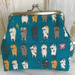 干された猫❣️がま口（ターコイズ）