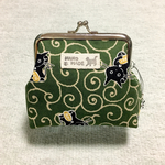 ガマ口財布 　＊唐草と黒ねこ - 唐草色＊ O