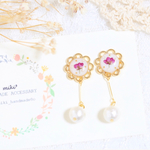 【再販】コットンパールとお花のピアス＊