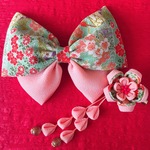 古典柄おりぼんバレッタ&下がり付きお花クリップ〈梅〉つまみ細工❇︎一点物❇︎成人式❇︎結婚式❇︎七五三❇︎卒業式