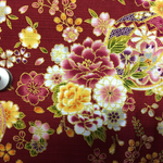 【110×50】和柄　金彩　花×毬柄シャンタン生地