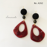 No.A262 おおぶり♥︎ボルドー×ブラック ピアス / イヤリング