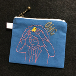 アフロのグラサン男の頭がOMG刺繍小物入れミニポーチ