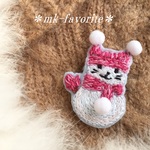 🐱にゃんこ雪だるま・ブローチ