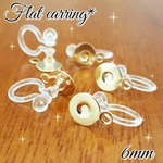 送料無料＊10個 ＊ 丸皿 6mm カン付き 接着済み♡ ノンホールピアス ゴールド