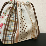 苺レース水玉パッチ風柄巾着☆お弁当袋