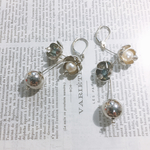 【新作】シルバーフラワー パール メタリック パーツ  ピアス&イヤリング