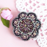 お花のビジュー刺繍ブローチ E