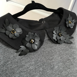 再販♡(受注)黒レザーフラワーつけ襟♡
