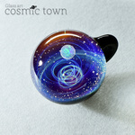 【cosmic town】1点物 宇宙モチーフガラスペンダント / ネックレス  ギフトボックス & 鹿革紐付【クリスタルオパール入り】