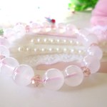 ☆変容☆変革☆変化☆幻の水晶☆ディアマンティーナ産メタモルフォーゼス☆☆桜色ピンクボタンカットガラスビーズ☆　☆パステルピンクゴム☆　☆１０ｍｍ☆　☆１７ｃｍ☆