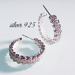 送料無料＊~silver 925~ 柔らかなチェーンフォルム シンプル フープピアス