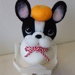 フレンチブルドッグ  羊毛フェルト  鏡もち(B)