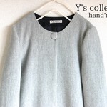 ＊ノーカラーコート・グレー×濃紺・総裏地付・フォーマル＊