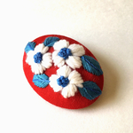 南欧の花 ウール 刺繍ブローチ 