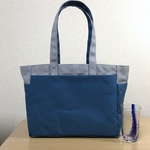 （受注生産）「ボックストート」通勤トート「グレー×ミネラルブルー」帆布トートバッグ 倉敷帆布8号