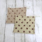 ナチュラルな水玉の可愛い小さなぞうきん　2枚入り　15×18入園入学、通園通学、新学期☆