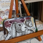 ジョリーポム 群衆柄 大きな印鑑も入っちゃう がま口 印鑑ケース うさぎ