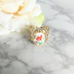 vintage★赤いチューリップのフィリグリーリング＜ゴールド＞