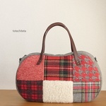 そらまめバッグ(wool patch -warm color x gray- #4)