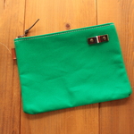 【~3月末限定企画】H1504　帆布シンプルポーチ　M18　-グリーン-