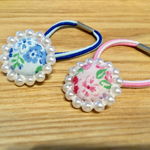 2つセット！kids用の花柄パールヘアゴム🎶
