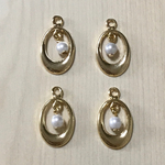 GOLD PEARL OVAL CHARM PARTS