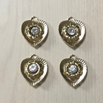 GOLD CRYSTAL HEART FLOWER CHARM PARTS