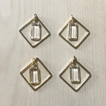 GOLD CLEAR SQUARE RECTANGLE CHARM PARTS
