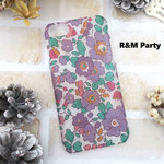 リバティ紫花柄スマホケース★iPhoneSE/iPhone12/iPhone11/iPhone8/iPhoneXR/iPhone12mini/iPhone11Pro/iPhone12ProMax
