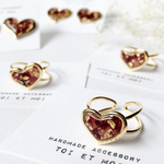 【 鼓動ring 】ぷっくり♡ローズペタルのハートフレームレジンリング