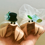 やどかりウェルカムドール★小さめ★夏の結婚式！海の結婚式！とんがり磨き貝（ブルービーズの花のベール）