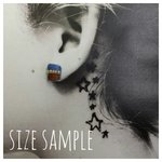 blue◇brown スクエア刺繍ビーズピアス