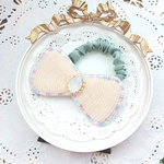 ビーズ刺繍りぼんシュシュ(ミント)