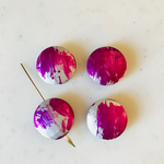 Silver Purple Marble Coin Beads 