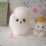 ワンちゃんと雪だるまお供え餅ちゃんセット　羊毛フェルトハンドメイド　犬　マルチーズ　正月飾り　干支飾り　戌年