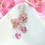 🌸満開桜とキラキラハートのピアス🌸