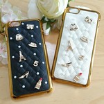【再再販！】iPhone6/6S、6/6S Plus ゴールド枠カバータイプ★チャームがかわいいiPhoneカバー