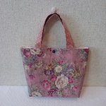 花柄のトートバッグ(サーモンピンク)