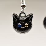 受注製作 『にゃあたま』黒猫オッドアイ 猫ピアス
