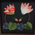 赤いシクラメン  冬のちりめん押し絵  