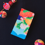 オリジナル iPhoneケース 手帳型 着物 和 Androidケース スマホケース 水色に花 正絹